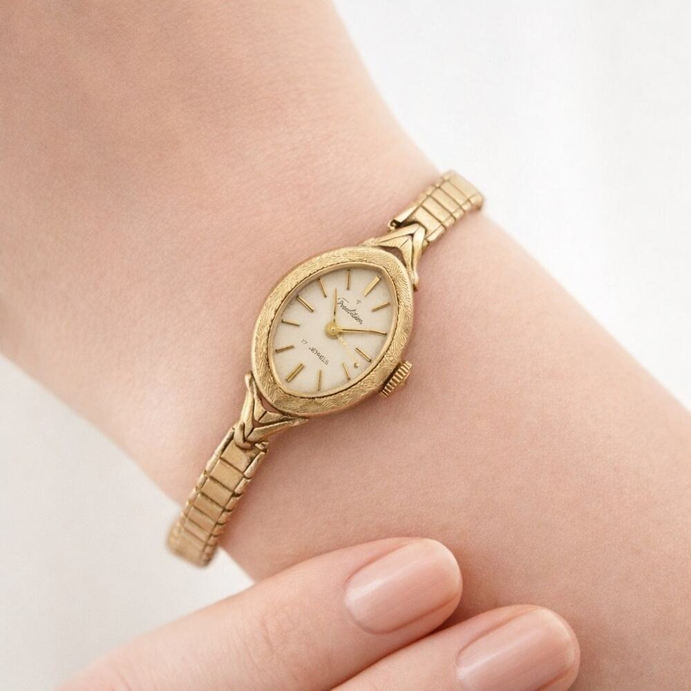 Vintage 1960s Tradition Swiss 14K Gold Watch 17 Jewels Hand-Wind Working Ladies - Picture 10 of 10